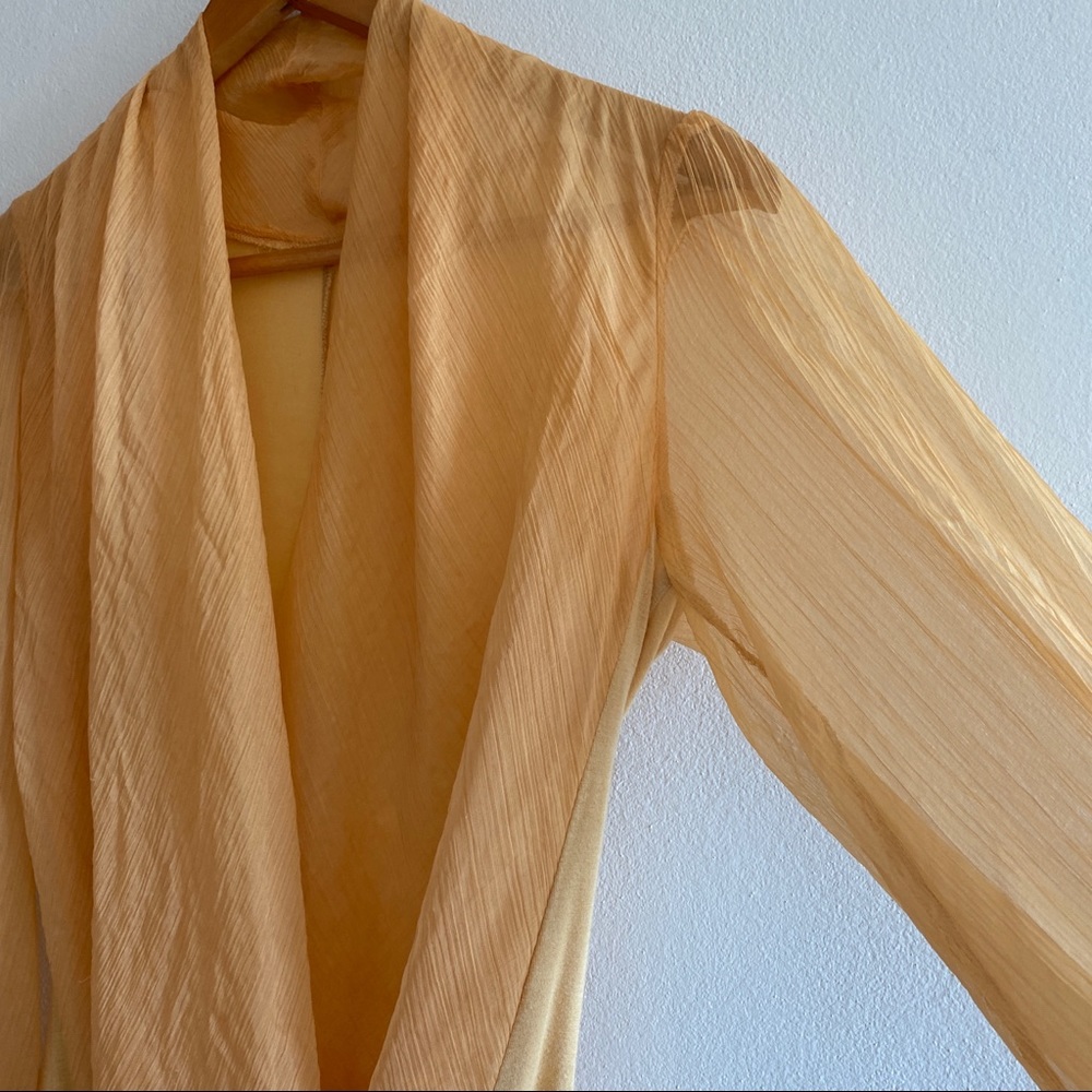 Boutique Yellow Sheer V Neck Bodysuit - Picture 2 of 2